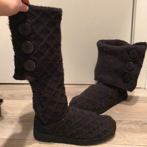 Long, black knit Ugg boots